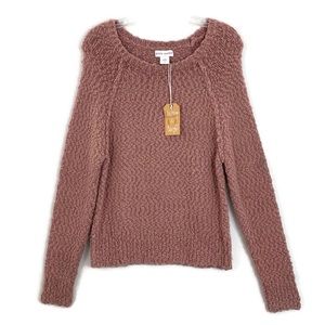 Yet Again popcorn knit fluffy blush pink sweater